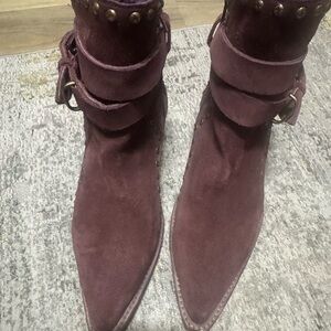 Free People Plum Ankle Booties with Stud Accents